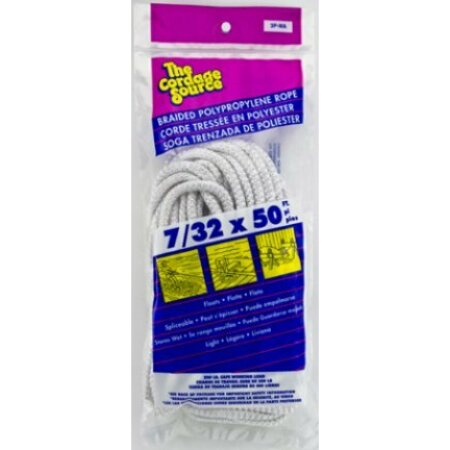 CORDAGE SOURCE Rope 7/32X50 Braided White Poly 0003P-WA